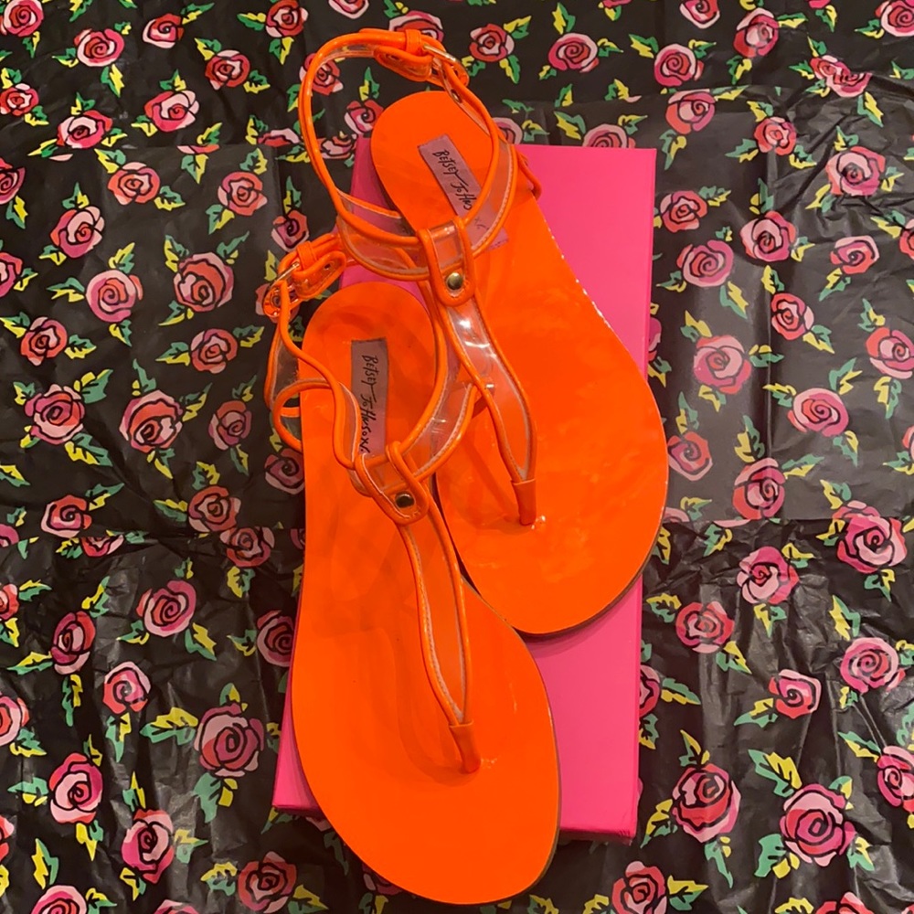 Betsey Johnson Torii Orange Patent Sandals